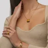 Chains Ins Designer Natural Tiger's Eye Stone Square Gems Charm Pendant Long Necklaces 18K Gold Plated Stainless Steel Chain Necklace