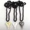 Pendant Necklaces MOODPC Fashion Bohemian Tribal Jewelry Black Stone Long Knotted Metal Heart