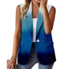 Costumes pour femmes Femmes Gilet sans manches ouvert avant cardigan veste costume bouton revers manteau tempérament bureau vêtements d'extérieur pour dames veste femme