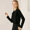 여성용 블라우스 가을 가을 겨울 한국 패션 슬림 한 검은 긴팔 탑 셔츠 블라우스 사무실 레이디 카미스 de Mujer