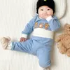 Ensembles de vêtements né enfant fille sous-vêtements ensemble pur coton bébé garçon manches longues tenue mignon enfant en bas âge infantile deux pièces vêtements de nuit 231007