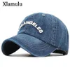 Xlamulu Denim Casquette de baseball Hommes Femmes Jeans Snapback Caps Casquette Plain Bone Chapeau Gorras Hommes Losangeles Casual Papa Mâle Chapeaux T2007272e