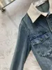 Damenjacken Frühherbst Farbe Patchwork Revers Denim Mantel Super Altersreduzierung das ganze Jahr über passendes Einzelprodukt