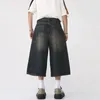 Men's Shorts Y2K Mens Vintage Streetwear Breeches Korean Harajuku Denim Wide Leg Trouser Short Pants Jorts Bermudas Jeans Alt Clothes