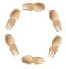 Poignée à manche en bambou Spoon Frok Table Volet Portable Spoon Dual Utilisez la vaisselle pour les enfants