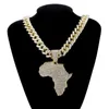 Collares colgantes Moda Cristal África Mapa Collar para mujeres Accesorios de Hip Hop para hombres Joyería Gargantilla Cadena de eslabones cubanos Gif147T