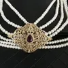 Necklace Earrings Set Dubai Jewelry Bracelet Multi Layer Pearl Bride Party Fashion Three Piece YY10261