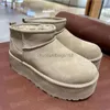 5 cm Platform Hoogte Vrouwen Klassieke Ultra Mini Boot Australische Winter Sneeuw Designer Tasman Tazz Bont Laarzen Slippers Enkel Sherpa Trui Letter6