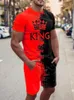 Erkeklerin Trailtsuits Erkekler Kral 3D Baskı Şortu Adam Giyim Tees Pant Setleri Takım Kral T-Shirt Jogging Set Trailsuit Egzersiz Set Kıyafet 231009