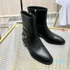 2023 Designer Damen glänzendes Leder Nylon Hailf Stiefel Martin Ankle Booties Echtes Leder Kampfstiefel Damen Winter Plateauschuhe Box -N118