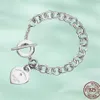 T Designer Bracciale a catena con ciondolo tag cuore con diamanti Collana orecchini a bottone in argento sterling 925 Gioielli in oro rosa 18k oro Fa277A