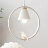 Lampy wiszące nordyckie ptak lampa nowoczesne żelazne światła pierścionkowe do pokoi dla dzieci wiszące łóżko LED E27