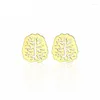 Stud Earrings Stainless Steel Golden Hollow Science Brain Creative Design Head Laboratory Women's Jewelry