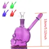 Wholesale colorful 3D Skull Hookah Bubbler Heady Glass Oil Dab Rigs Bongs Tobacco Pipes Filter Perc Wax Water Pipe Accessories With 14mm downstem smoking bowl