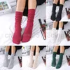 Women Socks 1 Pair Loose Mid-tube Knitting Cotton Solid Color Fashion Casual Ladies Piles Of Breathable Stockings