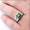 Klusterringar Enkla engagemangsmycken Mixed Color Red Green Blue Square Zircon Gold Silver Metal Ring for Women Men