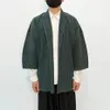 Ternos masculinos miyake plissado terno jaqueta casacos básico drape casual simples botão preto blazers miyake terno lazer 567