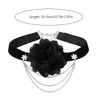 Ketten Schwarze Blumen-Choker-Halskette Süße Kragen-Halskette Temperament-Halsband-Schmuck Schlüsselbein