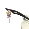 Hårklipp snidade skalblomma druv ebenholts stick natursten pärlor kinesisk stil gaffel smycken tillbehör wigo1296