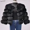 Chaqueta de invierno de piel sintética para mujer, abrigo de piel artificial grande y esponjoso, piel de mapache falsa, ropa de abrigo gruesa y cálida, ropa de calle sin chaleco extraíble 231009