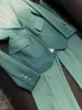 Pantaloni a due pezzi di colore sfumato verde autunnale Set manica lunga con risvolto dentellato Blazer monopetto Top con pantaloni a zampa d'elefante Pantaloni Set Abiti a due pezzi O3O072712