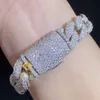 marque de mode femme 12mm Largeur Drop Shipping 925 Sterling Argent Plaqué Or Blanc Vvs Moissanite Glacé Hip Hop Cubain Lien Bracelet