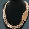 Marke Mode Frau Icecap Edlen Schmuck Vvs Moissanit Diamant Rose Gold Überzogene Runde Baguette Halskette Kubanische Kette