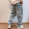 Jeans pour hommes coréen hip hop déchiré baggy hommes vêtements japonais streetwear jambe droite denim cargo pantalon harajuku pantalon décontracté mâle