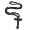 Anhänger Halsketten Holzperle Kreuz Anhänger Halskette 4 Farben Lange Pullover Kette Kruzifix Halsketten für Frauen Hip Hop Schmuck Drop Shipping x1009