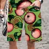 Shorts masculinos verão apple padrão maiô solto natação confortável secagem rápida streetwear cintura elástica roupas masculinas de grandes dimensões