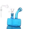 Groothandel kleurrijke mini vierkant glazen water tabak Bongs roken olieverbrander pijpen Heady Mini Dab Rigs kleine draagbare bubbler beker bong met downstem bowl