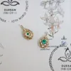 Kedjor S925 Sterling Silver Plated Gold med Zircon Droplet Pattern Pendant Halsband Retro Temperament Emerald Collar Chain Female