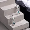 Hoop Earrings Silver Plated Copper Star Colorful Cubic Zirconia Trend Cuff Huggie Drop For Women Jewelry Xmas Gift