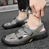 Sandalen Hohe Qualität Kuh Leder Für Männer Sommer Geschlossene Zehe Brathable männer Plattform Sport Outdoor Casual Strand Schuhe