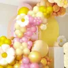 Inne imprezy imprezowe 153PCS Macaron Yellow Pink Daisy Foil Balon Garland Arch Zestaw Dziewczyny Princess Birthday Wedding Baby Shower Dekoracje 231009