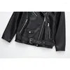Women's Jackets YENKYE Fashion Women Black Loose Faux Leather Jacket Vintage With Buckle Belt Female Autumn Winter Coat
