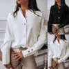 Damen Blusen Hemden Weiß Frühling Herbst Langarm Tops Mode Einfarbig Lose Hemd Elegante Büro Damen Arbeit Und Bluse