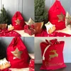 Juldekorationer i högkvalitativa 5 färger duk Santa Sack med enkel sublimering linnetyp tyg presentpåsar xmas år