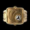 Nowy pierścionek produktu Hip Hop Punk 18K Gold Plated Men's Pierścienie Europejskie i amerykańskie pudełko Pierścień Modna Dostaw biżuterii209z