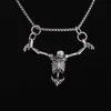 Pendant Necklaces Men's Creative Design Skull Playing Guitar Pendant Rapper Punk Necklace Rock Party Charm Trendy Jewelry Halloween Gift x1009