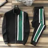 Men's Tracksuits Roman cotton casual designer sportswear set with men's green stripes 2023 new two-piece set M-3XL