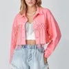 Women's Jackets 2023 Fashion Women Denim Jacket Long Sleeve Stars Patch Tassel Shirts Shacket Sequin Letter Fringe Coats