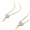 Pendant Necklaces Fashion Love Lock Necklace French Metal Collar Chain South Korea Simple Full Rhinestone Key Women's