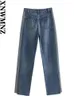 Pantalones para mujer XNWMNZ Moda 2023 Jeans rectos Mujeres Vintage Mediados de cintura Asimétrico Dobladillo deshilachado Versátil Mujer