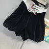 Women's Shorts Black Embroidery Velvet Women 2023 Winter Autumn Flower Bud Femme