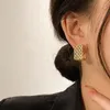 ファッションデザイナースクエアメッシュイヤリング18Kゴールドメッキビンテージイヤー女性のためのクラシックニッチジュエリー