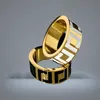 No Box Fashion Women Designer Ring Drop Blackwhite Oil Titanium Steel Luxury Couple Rings5634227