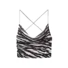 Tanks pour femmes BMZRLJY Design Sense Zebra Grain Tempérament Imprimer Fille Sexy Extérieur Porter Unique Chic Français Soie Net Gilet Halter Top