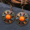 Dangle Küpeler Boho Vintage Yuvarlak Damla Kadınlar Etnik Tarzı Renkli Çiçek Şeklinde Geometrik Cazibe Kadın Modaya Mücevher