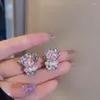 Studörhängen 2023 Charm Bouquet för kvinnor utsökta Rhinestone dingle örhänge Eleganta koreanska bröllop smycken